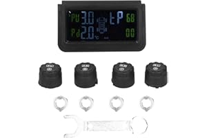 QQMORA de control de presión de neumáticos de coche de control de presión de neumáticos de energía solar Pantalla de advertencia de sonido TPMS con 4 sensores