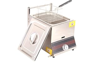 Friggitrice a gas professionale Deep Fryer, friggitrice per patatine di pollo in acciaio inossidabile con serbatoio da 6 litri con paletta per cestello per ristorante commerciale