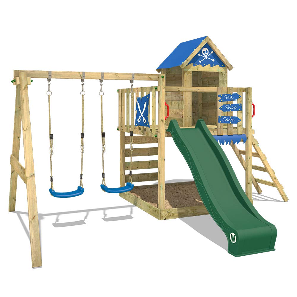 Parco Giochi In Legno Wickey Smart Cave Verde Giochi Da Giardino Per Bambini Casetta Da Gioco Con Altalena E Scivolo Giochi Legno