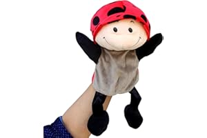 VOHESEA Tierhandpuppen für Kinder, Marienkäfer Handpuppen, Geschichtenerzählen Handpuppen mit Beinen, Tier Fingerpuppen mit bewegliche offene Münder für Unterricht, Vorschule, Geschenke (Marienkäfer)