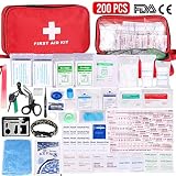 🎪【Kit de Botiquín de Primeros 200 Piezas】🎪: Este First aid kit tiene Bolsa de Hielo, Máscara de RCP ,Manta de Emergencia,Pulsera multifuncional,Pedernal al Aire Libre y otras necesidades de primeros auxilios al aire libre son exactamente lo que necesita para casi todas las situaciones de emergencia y lesiones básicas.