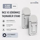DEYHOME Taşınabilir Laptop Standı, G&uuml;m&uuml;ş, Nano Yapışkanlı, Isı Dağıtıcı, 2 Kademeli A&ccedil;ı Ayarlı, 2'li Set