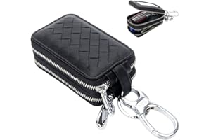 YAMEE Schlüsseletui Schlüsselbund Tasche, Multifunktionale Schlüsselmäppchen Leder Praktisch Autoschlüssel Key Schlüsseltasche Hülle Tasche mit Reißverschluss für Damen Herren (Schwarz)