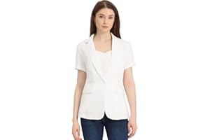 Allegra K Blazer à manches courtes pour femme 1 bouton Veste de costume de bureau