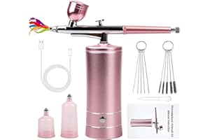 Joyeee Kit Aérographe, Pistolet Aérographe Rechargeable sans Fil pour Décoration de Gâteaux, Peinture Modèle, Maquillage, Tatouage, Nail Art - Rose