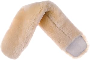 Merauno® Protector de cinturón de piel de cordero genuino para cinturón de doma occidental, piel auténtica para su correa de sillín de lana de cordero auténtica (natural, 50 x 12 cm (largo x ancho)