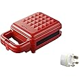 Nostalgic mini sandwich maker toaster all-in-one, mini waffle maker, suitable for partial control of sealing and baking sandwiches,Panini Manufacturing Machine (red)