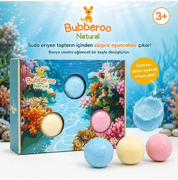 Çocuk Banyo Topu Seti 3'lü |Su Altı Macerası Banyo Topu Seti 3 Adet Sürpriz Oyuncaklı