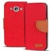 Produktbild Samsung Galaxy J5 (J500) Hülle, Conie Mobile Textil Booksytle Handyhülle, Klapptasche, Kartenfächer, Silikon Schale, Wallet Schutzhülle in Rot