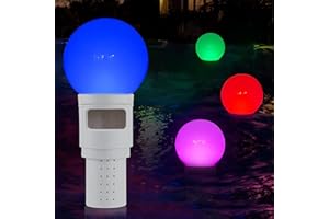 KingSom Distributeur Chlore Piscine Flottant,Solaire Diffuseur Chlore avec Boule de Billard Lumineuse,Doseur Flotteur Ouverture Facile, Spa pour 4x1 Tablette de Chlore/Brome