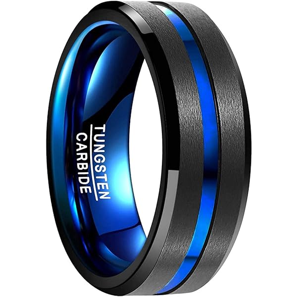 Vakki Anillo Negro Mate De 8 Mm Para Hombre, De Tungsteno, De Carburo De Tungsteno, Para Hombre, Talla 52 A 72 (16,6 – 22,9