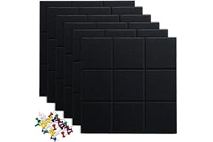 Uoisaiko Large Felt Board Tiles with 30 Pins, 30x30cm Pack of 6 Bulletin Board Notice Boards for Home Office Kitchen, Self Adhesive Pin Board Wall Tiles for Photos Memos
