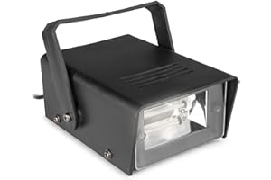 BeamZ BMS50 Mini Strobo de 25W con velocidad ajustable, ligero y compacto, tubo de flash de xenón, máximo 10 destellos por segundo, incluye soporte para colgar.