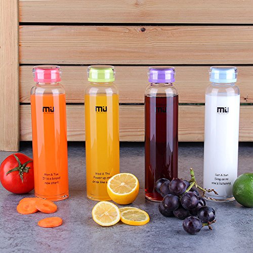 MIU COLOR® Trinkflasche BPA-Frei 460ml, Wasserflasche Glas, Glasflasche für Smoothie und Obstsaft oder zu Hause geeignet. (Hellblau) - 6
