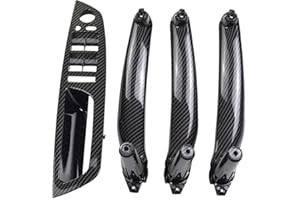Hacreyatu Poignée de porte intérieure de voiture en fibre de carbone pour B-M-W X5 E70 X6 E71 E72 (4 pièces)