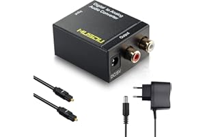 OZVAVZK Musou DAC Convertidor Digital a Analógico Audio Óptico Toslink Coaxial a L/R 3.5mm Jack, Adaptador Digital Analógico Soporte PCM/LPCM para HDTV PS3 PS4 DVD BLU-Ray Amplificador AV