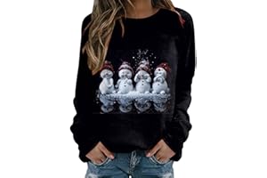 Baiomawzh Pull Noel Rigolo Femme Hiver,Pull Noël Femme,Drole Pull de Noel Femmes,Pull Noel Moche,Pull Noel Famille Assortis,Pull Noel Famille,Noël Sweat Polaire Femme Hiver Chaud Sweatshirt Chic