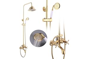 SHIYINGE Zestaw prysznicowy w stylu antycznym, deszczownica, armatura prysznicowa w stylu retro, nostalgiczna, nowoczesna armatura prysznicowa, zestaw prysznicowy, armatura ścienna, kran łazienkowy, mikser z