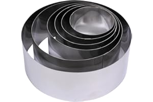 Fackelmann Set da 6 Coppa pasta Professionali, per impiattare e formare verdure, frolla ed impasti, materiale in Acciaio Inossidabile, Dimensioni diametri Ø5/6/7/8/10/12 x 4,5 cm di altezza