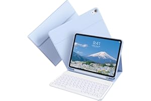 KVTVOU Keyboard Case for iPad Air 11 Inch 2025/2024(M3/M2), iPad Air 10.9 Inch 5th/4th Gen 2022/2020, 7-Colour Backlight, Rechargeable Wireless Keyboard, Auto Wake/Sleep, Sky Blue