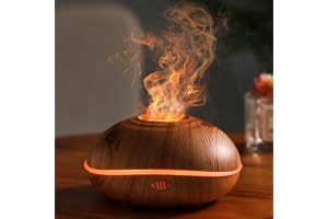 Birshe Aromaterapilampa, 200 ml Flamdiffusor Luftfuktare, 7-färgsljus Doftspridare för Eteriska Oljor för Hem, Kontor, Rumsdoft, Yoga, Vattenfri Automatisk Avstängning/Låg Ljudnivå
