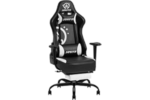 JOYFLY Gaming Chair, Gamer Chair Racing Style Ergonomic Computer Chair for Adults High Back Office Chair with Footrest, Gamer Chair with Reclining Back Support, 350lbs Capacity, Black-White