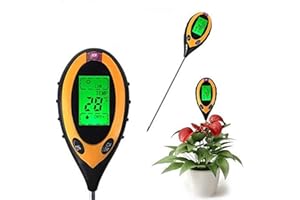 XPHONEW Soil Meter, 4-in-1 Soil Tester Moisture Meter PH Levels Temperature Sunlight Lux Intensity Survey Instrument with Large Backlit LCD Display for Indoor Outdoor Garden Farm Lawn Plants Grain Flower Care