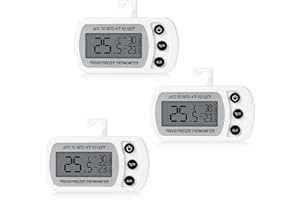 Cozary 3 Stück Kühlschrankthermometer Digital, Magnetische Kühlschrank Thermometer mit Haken, Gefrierschrank Thermometer, Leicht Ablesbares LCD-Display, für Zuhause, Restaurants, Bars