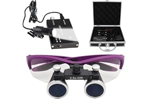 DDASAM Lupas dentales,binocular loupes lupa,gafas lupa,Lupas binoculares dentales con luz,2,5 x 420 mmDistancia Interpupilar Ajustable, para odontología, cirugía, joyero o pasatiempo
