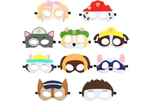 Siphus Mascaras Niños, Mascaras Animales Fieltro, 10 Pieza Caretas Patrulla Dog Canina con Cuerda Elástica para Cosplay Party, Antifaces Niños Cumpleaños Fiesta