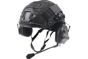 AQzxdc Fast Helm Set, Army Kampf Zubehör mit Tactical Headset und Helmüberzug, für Airsoft Paintball Outdoor Jagd