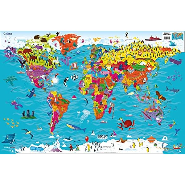 printable children s map of the world Collins Children S World Map Amazon Co Uk Collins Maps Evans printable children s map of the world