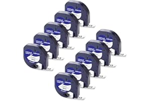 ‎LABELWELL 10x Labelwell Kompatibel Etikettenband für Dymo Letratag Schriftband 91201 91221 S0721660 Kompatibel für Dymo Letratag XR 200B LT-100H LT-100T QX50 XM Beschriftungsgerät, 12mm x 4m Schwarz auf Weiß