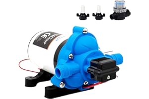 YEZMEK 12V Membranpumpe mit 45PSI/3.1BAR, selbstansaugend, 11,6 L/min Druckpumpe mit Auto-Druckschalter – Membran-Wasserpumpe für Wohnmobil, Boot, Camper, Yacht & Caravan