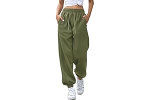 Oyamiki Joggers for Women UK Baggy Sweatpants Casual Tracksuit Bottoms Drawstring High Waisted Trousers Comfy Fleece Lined Pants with Pockets