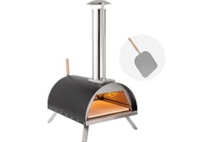 Alfresco Chef Ember Wood Fired Pizza Oven Outdoor | 12" Portable Pizza Oven with Pizza Peel | Camping Pizza Oven | Big Horn Pizza Oven | BBQ Pizza Oven For Grill & Smoker | Wood Pellet Pizza Oven