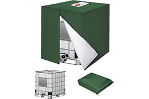 JISSTA Bache pour Cuve 1000L IBC, 420D Réservoir d'eau Couvercle, Anti-UV Housse Protection Cuve, Bâche de Protection Cuve IBC avec Fermeture éclair, 120 x 100 x 116 cm(Vert)