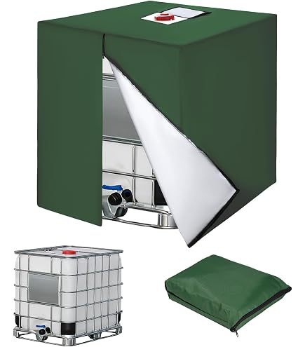 IBC Tank Abdeckung 800L/1000L/1200L,Wassertank Abdeckplane Mit Transparenter Folie,Anti-UV Schutzplane Regenwassertank Abdeckung,IBC Wassertank Abdeckung(Size:1200L 130*115*110cm,Color:Schwarz