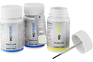 MG PRIME Peinture voiture Kit de stylo retouche pour Toyota 084 Glacier Pearl Mica/Blanc Nacre de fond, de base, de vernis de 50ml par flacon