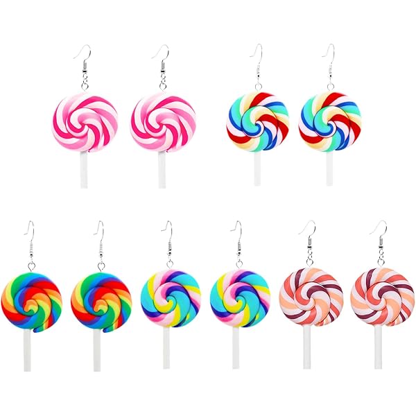 Orecchini Pendenti A Forma Di Lecca-lecca Arcobaleno - Leggeri, Colorati, Per Ragazze