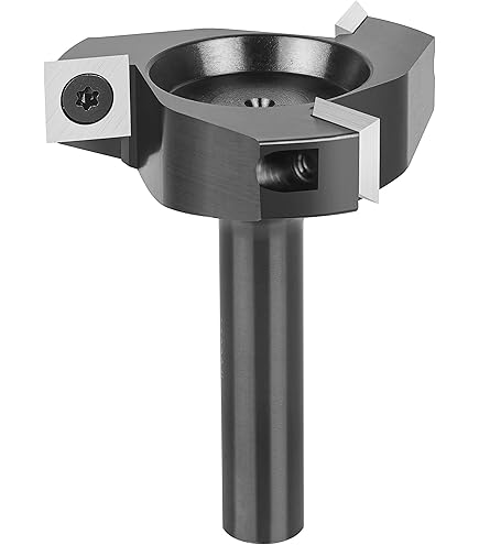BALUGAEA Vlakfrees voor bovenfrezen met 12 mm schacht – 45 mm snijdiameter – uitgerust met 4 verwisselbare TiN-besch. Hardmetalen messen 12 x 12 mm