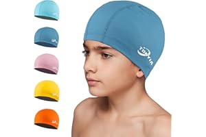 FUNOWN Badekappe für Kinder, PU-Badekappen Unisex-Badekappe wasserdichte Badekappe Badekappen für langes und kurzes Haar Badekappe für Jungen und Mädchen Kinder