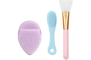 GUVYATI Spazzola Pulizia Viso+Pennello Maschera Viso+Spazzola per la pulizia del naso, Set di 3 spazzole per la pulizia del viso in silicone per esfoliare le labbra, rimuovere i punti neri per donne e ragazze