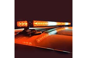 Evershine Signal ES-318 Barre Lumineuse stroboscopique avec LED sur Quatre côtés en Forme de scarabée (Blanc Ambré sur Mesure, 6-Barre(38.2 Pouces))