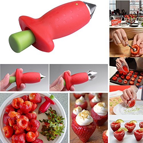 Wassermelonen Messer, PEMOTech 3 in 1 sicher und leicht zu benutzende Obstzeug in der Küche, 304 rostfreier Stahl, Wassermelonenschneider, und -Entkerner, Messer+ Balllöffel für Melonen+ Schälenzeug für Erdberren, perfekt für Obstsaladmachen. - 4