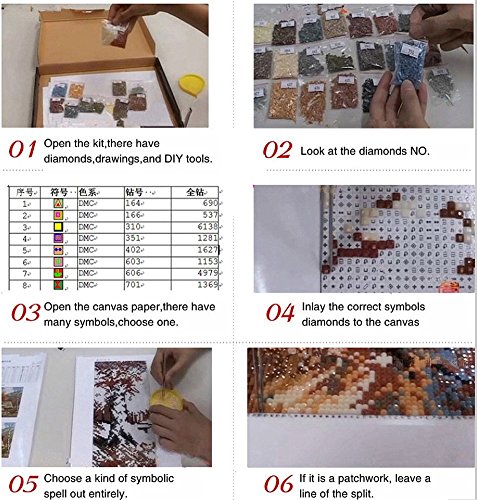 Set Diamond Painting Strass Mosaik Bild Basteln Bastelset Steine Pferde Strand 25x21cm - 3