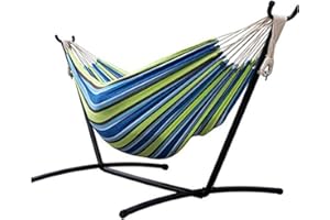 Klhamky Hamaca con Soporte Desmontable para Patio Trasero, Camping, Patio, Capacidad de 200KG
