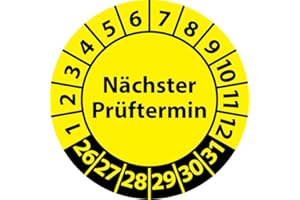 ‎FAST-LABEL Prüfplakette Nächster Prüftermin, Vinylfolie, selbstklebend, Prüfaufkleber, Prüfetikett, Plakette (20 mm Ø, Gelb, 100)