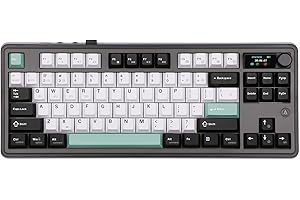 MechLands Ajazz AK870 87 Teclas Gasket Wireless Gaming Keyboard con pantalla y botón, BT5.0/2.4GHz/USB-C Teclado Mecánico con 5 capas Padding, Flex Cut PCB, NKRO (Negro, Interruptor Maillard)