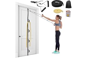 Brebebe 5er Set Schulter Physiotherapie Seilzug, Tür Schultertrainer Shoulder Rope Pulley-Set für Training/Rehabilitation/Reha/Schulterbeweglichkeit, mit Widerstandsbänder, Handgriffe und Befestigung